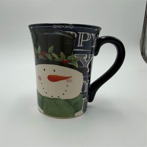 Certified International Nantucket Snowman Coffee Mug Blue Christmas